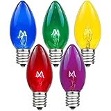 Novelty Lights 25 Pack C9 Outdoor Christmas Replacement Bulbs, Multi, E17/C9 Base, 7 Watt