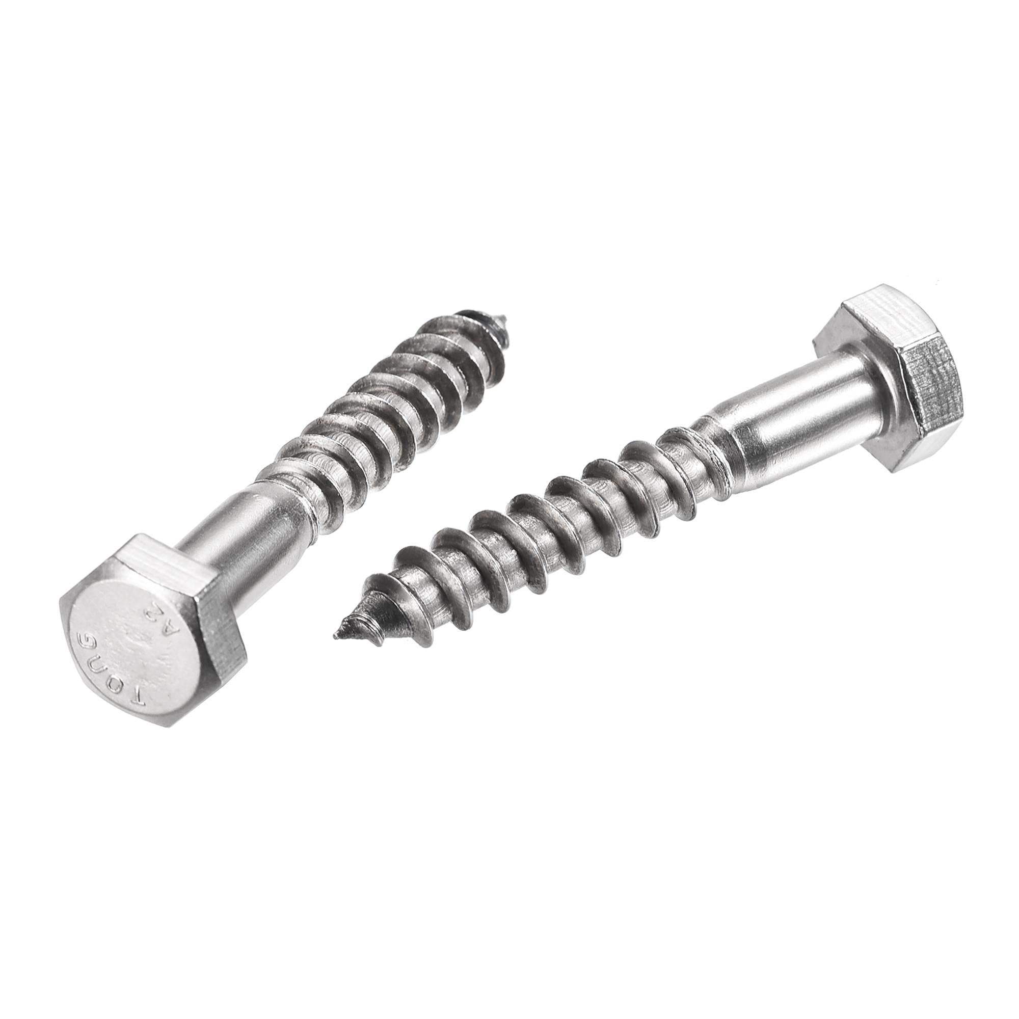 sourcing map Hex Lag Screws, M8 x 50mm 304 Stainless Steel Half Thread Self-Tapping Bolts for Wood Screw 10Pcs