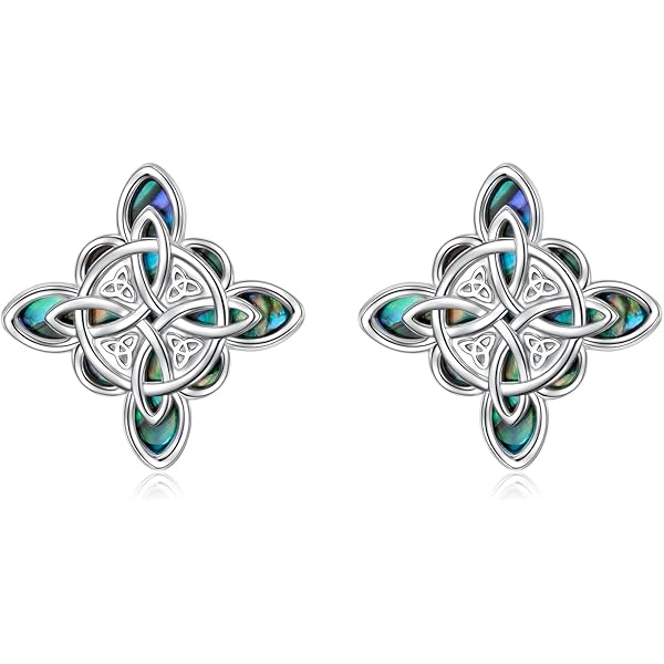 Pendientes De Nudo De Bruja De Plata De Ley 925 Con Nudo Celta, Aretes Colgantes Wiccan Pagan Witchy Jewelry Irish Gifts For Women, Plata De Ley, Abulón