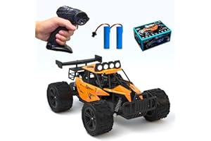 GREAT-JUNAMT Remote Control Car Monster Truck Toys 1:16 Scale RC Car For Boys 2.4GHz High Speed 20 km/h With LED Headlights,Rechargeable RC Cars Gifts for Boys 4-7 8-12 Christmas, Beginner, Kids 6-12+(Orange)