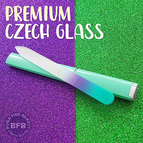Glass Nail File in Case, Glass Fingernail File for Professional Manicure Nail Care, Expert Precision Filing + Smooth Finish - Bona Fide Beauty Pastel Premium Czech Glass File 2 Glass Nail File in Case, Glass Fingernail File for Professional Manicure Nail Care, Expert Precision Filing + Smooth Finish - Bona Fide Beauty Pastel Premium Czech Glass File
