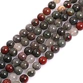 GEM-Inside Natural 8mm Africa Bloodstone Gemstone Loose Beads Round Crystal Energy Stone Power Beads for Jewelry Making 15"