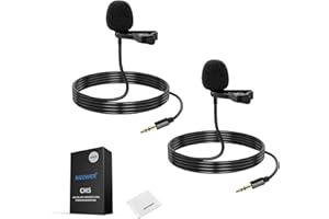 NEEWER CM5 Lav Mic (2 Pack), 3.9ft/1.2m Wired Clip On Lavalier Lapel Omnidirectional Condenser 3.5mm TRS Mini Microphone Comp