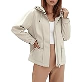 Pallivare Women's Casual Jacket - Hooded Relaxed Fit Drawstring Waist Lightweight Windproof Outerwear for Daily Wear