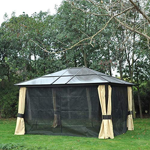 Ausstattung Patio Aluminium Pavillon Baldachin Festzelt Party Zelt Hardtop Dach Gartenunterstand mit Mesh Seitenwände 4… – Bild 2