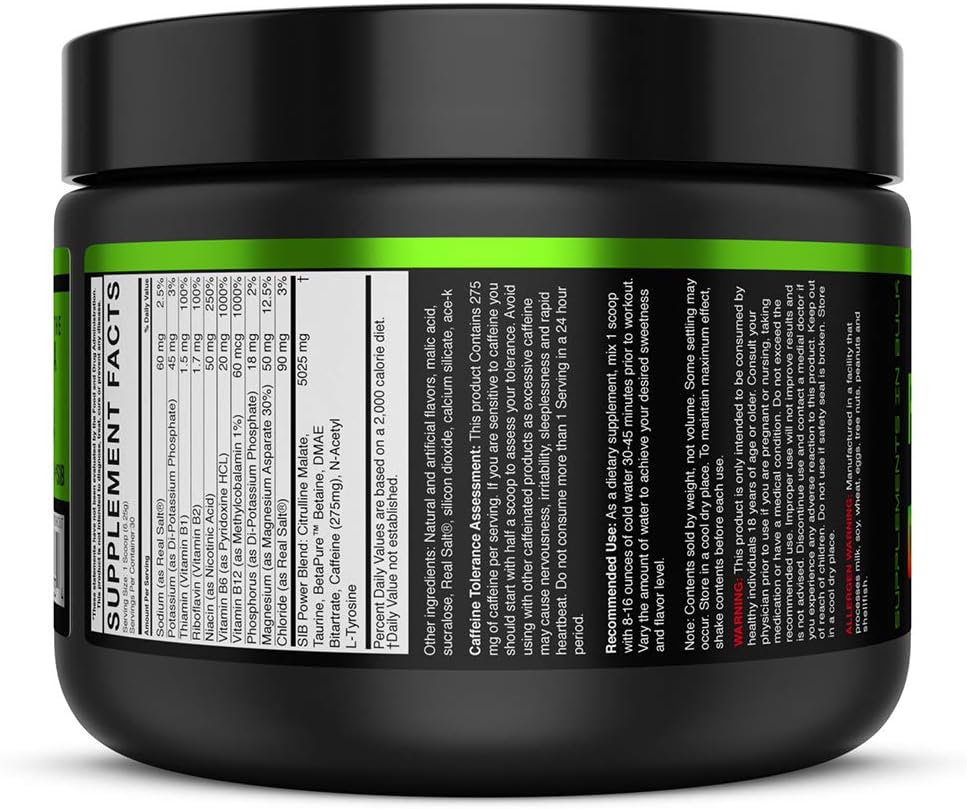 SIB Pre Workout Powder for Men, Nitric Oxide Pre Workout to Boost