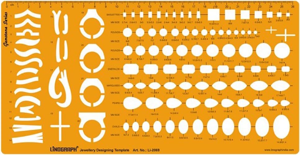 Jewellery Designing Template Diamond Gemstone Drafting Templates Stencil Symbols Technical Drawing Scale