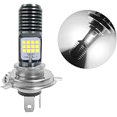 Sbulhia 9-16V H4 LED Motorcycle Headlight Bulbs, Super Bright 3030 Chips Bulb Halogen Lamp Replacement, Waterproof High/Low Beam LED Headlight Bulb for Most Motorcycles ATVs (White)