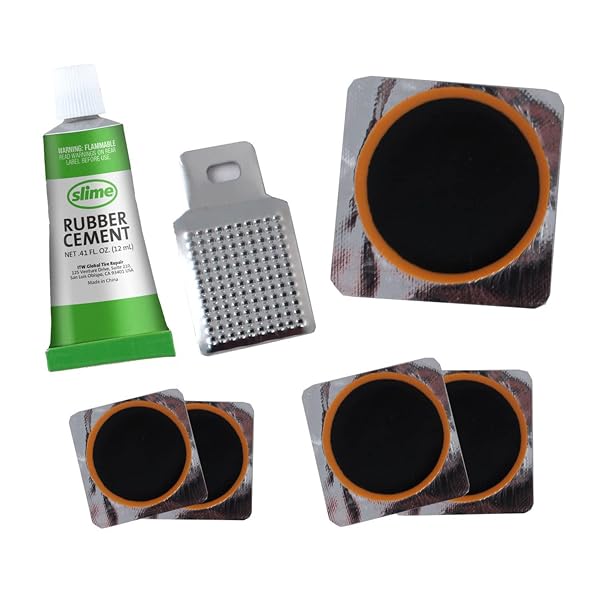 SLIME 1022-A TUBE RUBBER PATCH KIT, FOR BIKES AND OTHER INFLATABLES, CONTAINS, 5 PATCHES, SCUFFER AND GLUE