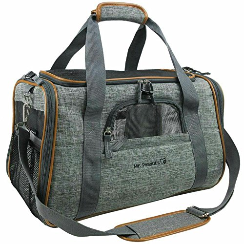 Mr. Peanut's Airline Approved Soft Sided Pet Carrier, Luxury Travel Tote with Premium Zippers & Safety Clasps, Plush Faux Fleece Bedding with a Sturdy Plywood Base, 18LX10.5WX11"H (Twilight Gray) - Thumbnail 7