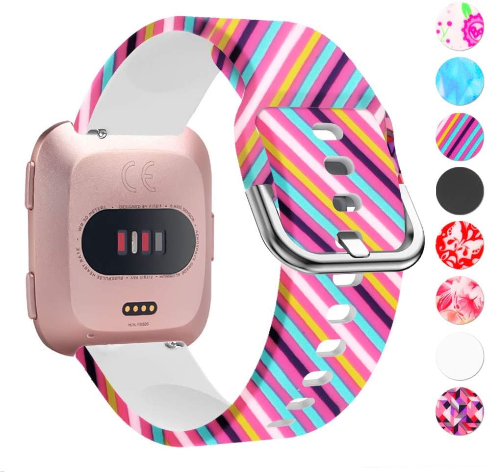 Moretek Versa Bands for Women, Replaceable Silicone Wristbands, Accessories for Fitbit Versa/Versa 2/Blaze Band (Colorful)