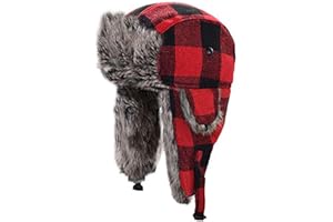 HOMFUL Unisex Trapper Trooper Hat Hunting Hat for Men and Women Ushanka Ear Flap Chin Strap - Updated New Model¡­ Red