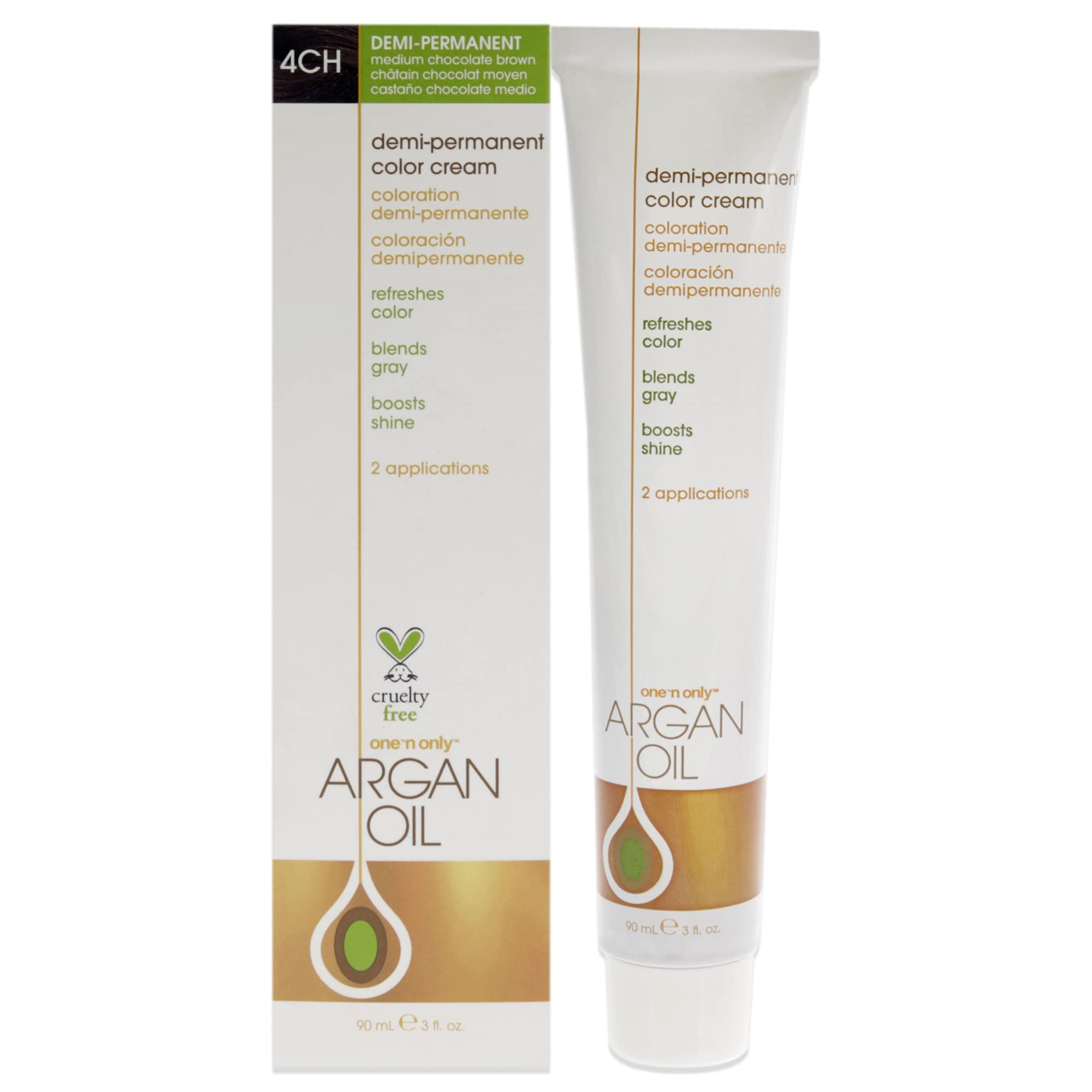 Photo 1 of One N' Only Demi Permanent Hair Color - Permanent Hair Dye Made with Argan Oil - Delivers Rich, Accurate Tones with Gray Coverage - Improves Moisture & Elasticity - 4CH Medium Chocolate Brown (3 oz)