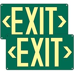 2Pack Photoluminescent Exit Sign Green - 14.25"x