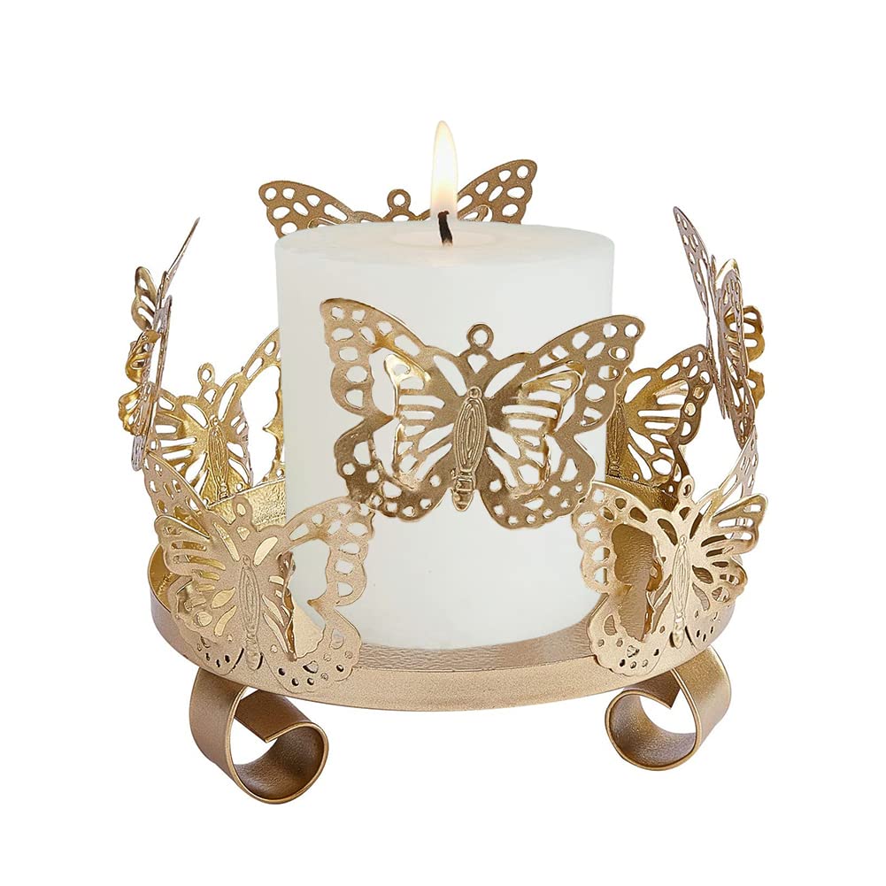 SUPERFINDINGS 1PC Iron Butterfly Candle Holder Decorative Candlestick Holder Art Tealight Candle Holder Golden Cup Candlestick for Home Table Christmas Party Decoration,80mm inner diameter