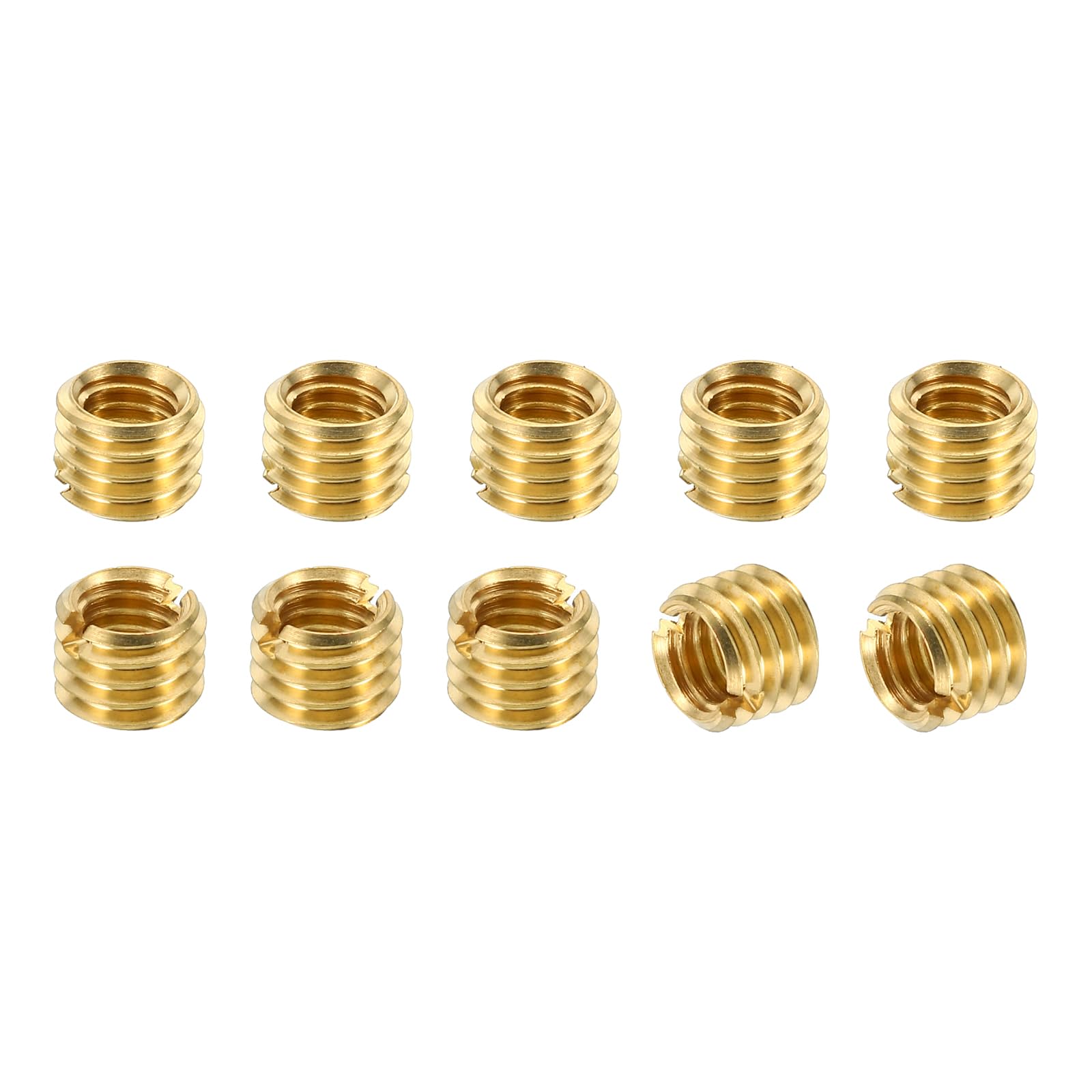 PATIKIL Brass Threaded Repair Insert Nut, 10 Pcs M8x1.25 Male to M6x1 Female Thread Sleeve Inserts Reducing Nut Adapter Reducer Screw Sleeves 6mm