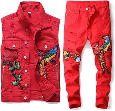 red denim vest mens