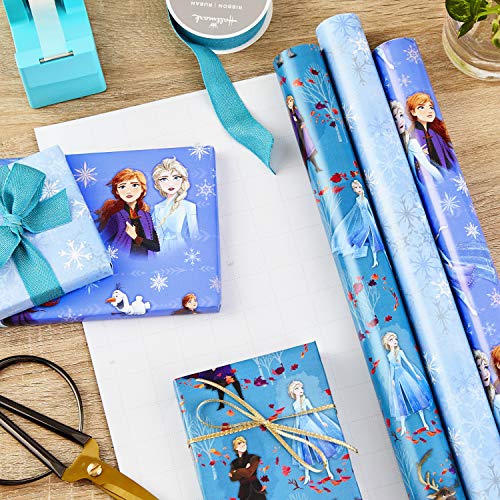 Hallmark Disney's Frozen 2 Wrapping Paper with Cut Lines (Pack of 3