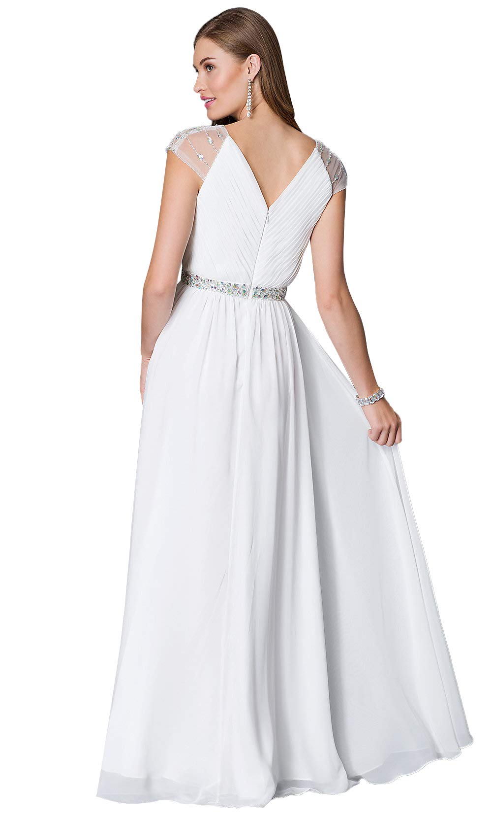 Aox Women Formal Party Cocktail Chiffon Dress Rhinestone Beaded