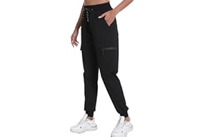 KCUTTEYG Women's Joggers with Pockets, Hiking Cargo Water Resistant Lightweight Pants for Women Workout Athletic Travel Camping