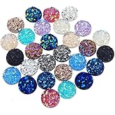 120 Pieces 12 Colors Round Flat Back Resin Cabochon Cameo Faux Druzy Cabochons for Jewelry Making (12mm)
