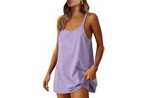 ANRABESS Women Athletic Dress Summer Tennis Workout Active Sports Mini Romper Dress Built in Shorts Travel Vacation Clothes
