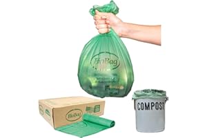 2.6 Gallon Compostable Food Scrap Bags by BioBag, 100 Count, BPI Certified, Meets ASTM D6400 Standards, Made in USA, Kitchen Counter Bin Liners