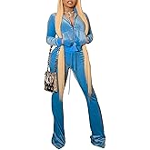 NSHYPOI Women Velour 2 Piece Outfits Zip Crop Jackets Wide Leg Pants Sets Tracksuits