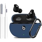 Silicone Case for Beats Studio Buds/Bud + Cover with Cleaner kit, Blue | Soft Silicone Cover New Beat Studio Buds Plus Protective Skin with Keychain for Beat Studio Buds/Bud Plus Charging Case