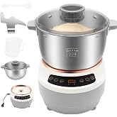 5L/169.09Oz Electric Dough Maker, 200W Household Dough Mixer Machine Complete Kit,170Rpm 304 Stainless Steel Commercial Tabletop Stand Mixers w/Measuring Cup, Measuring Spoon (Silver)