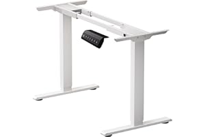 NICECOZY Dual Motor Electric Standing Desk Frame, Height Adjustable Table Legs for Max 90″ x 44″ Desktop with 330lbs Capacity, Ergonomic Sit Stand Up Desk Base for Home Office, White Frame Only