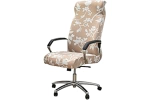 NILUOH Stretch Office Chair Cover with Zipper Printed Computer Chair Cover for Armrest Chair Universal Removable Spandex Rotating Boss Chair Slipcovers Soft Desk Chair Seat Protector for Dogs, Cats (L, 11)