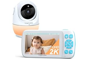 Yonvim 5Inch 2K Baby Monitor No WiFi, Video Baby Monitor with Camera and Audio, 1500ft Long Range Video Recording and Playback, 7000mAh Battery, Night Light, MP3, Story Book, 2-Way Talk