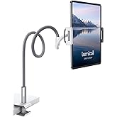 Lamicall Gooseneck Tablet Holder, Tablet Stand : Flexible Arm Clip Tablet Mount Gifts, Compatible with iPad mini Pro Air, Kindle, Switch, Galaxy Tabs, More 4.7-10.5" Devices - Gray