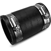 Flexible PVC Pipe Coupling with Rubber Hose Clamps for Flex Coupling 1-1/2 Inch Nominal Pipes Drain Repair, Dust Hose,Plumbing Connection,Cast Iron,Plastic Pipes Upgrade, PVC Condensate Pipe Coupler
