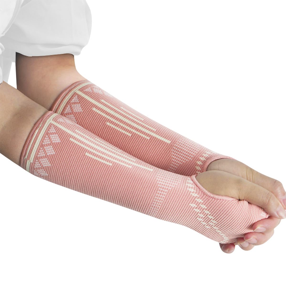 ZONADAH Arm Guard Pair, Pink Forearm Sleeves with Wrist Support, Breathable Sports Wristbands Protection Pads for Volleyball Training Size M