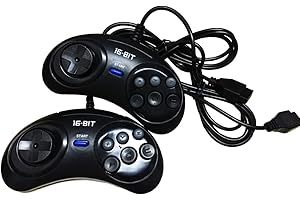 【2 Pack】 16 Bit Game Controller 6 Button for SEGA Genesis - Black