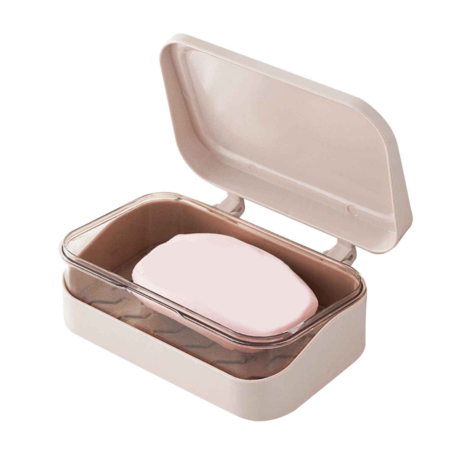 Soap Box with Removable Drainer and Lid, PP Leakproof Portable Travel Soap Dish Holder Soap Container Soap Case for Kitchen Bathroom (Rosa)