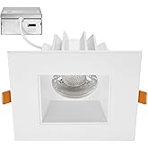 Maxxima 4 in. Ultra-Thin Recessed Anti-Glare LED Downlight, Canless IC Rated, 5 Color Temperature Selectable 2700K/3000K/3500K/4000K/5000K, Dimmable Square White Trim, 90 CRI