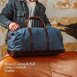 Waxed Canvas Weekender Duffle Bag, Vintage Style