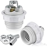 Lamp Socket with Metal Shade Ring, UL Listed Medium Base E26 Light Bulb Socket, Standard Screw-in Bulb Lamp Holder for Halogen LED Bulb (2)