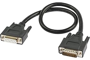 RIIEYOCA DB15 Male to Female Serial Cable, Male to Female 15 Pin Gold Plated Connecter Straight Through Cord, for Data Commun