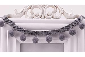MSCFTFB 20 Yards Pom Fringe Trim,Mini Ball Tassel for Women,4/5inch Wide Soft Pompom Fringed Ribbon for Clothing Bedding Pillow Quilt Curtain Bag Sewing Accessories(Gray)