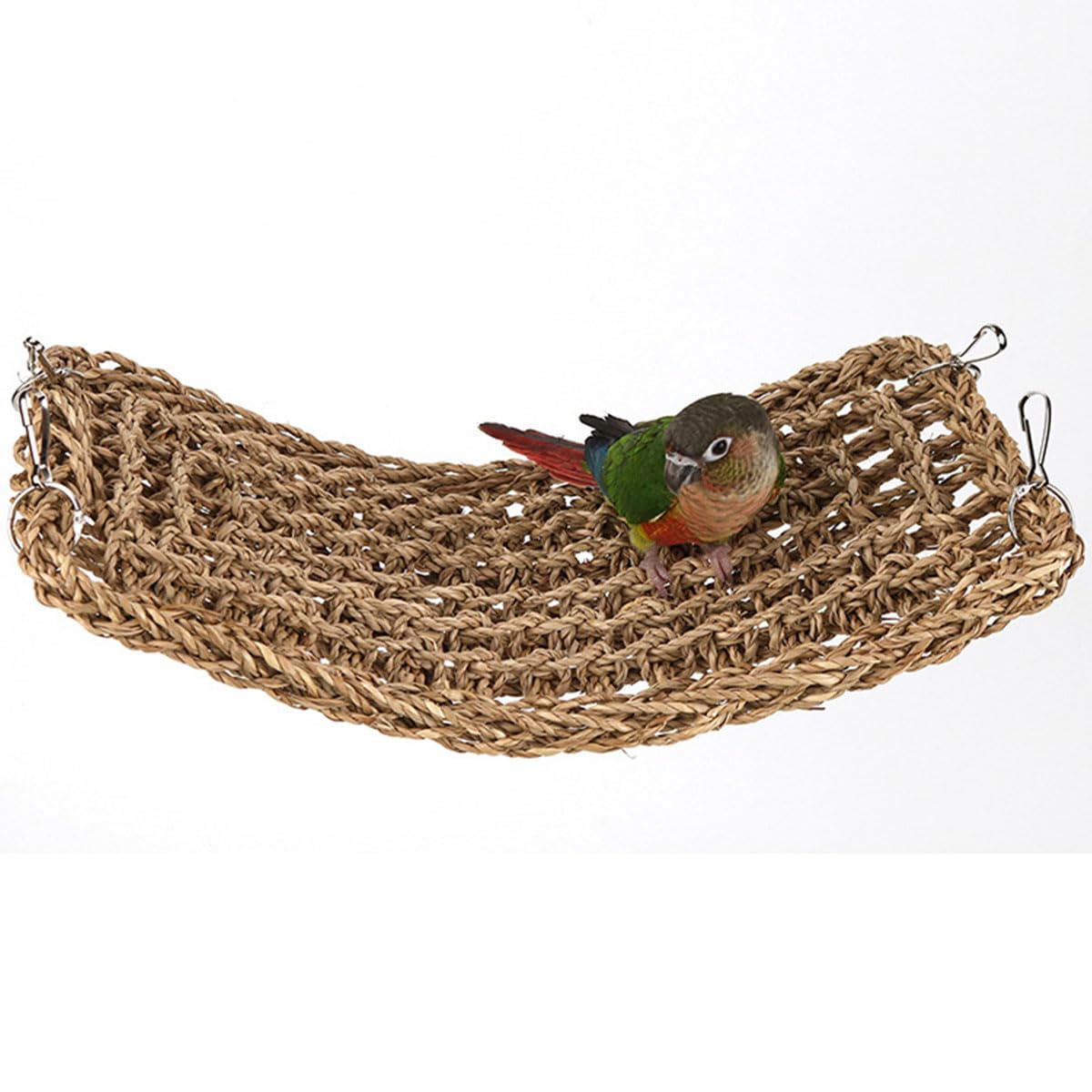 ZYYRSS Bird Seagrass Mat, 40 x 19CM Parrot Grass Woven Hammock Parakeet Cuttlebone Chew Toys Accessories Cockatiel Climbing Rope Ladder for Lovebird Conure Budgie,Cockatoo Supplies