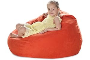 YuppieLife Stuffed Animals Bean Bag Chair Cover Candy-Colored Bean Bag（Just Cover, No Filling）/Extra Large Stuff 'n Sit Organization/Toy Storage Bag/Kids Toys Organizer（38'',OrangeRed）