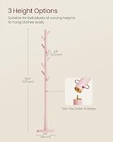 VASAGLE Coat Rack Solid Wood Freestanding Coat Stand 8 Hooks Jelly Pink view 5