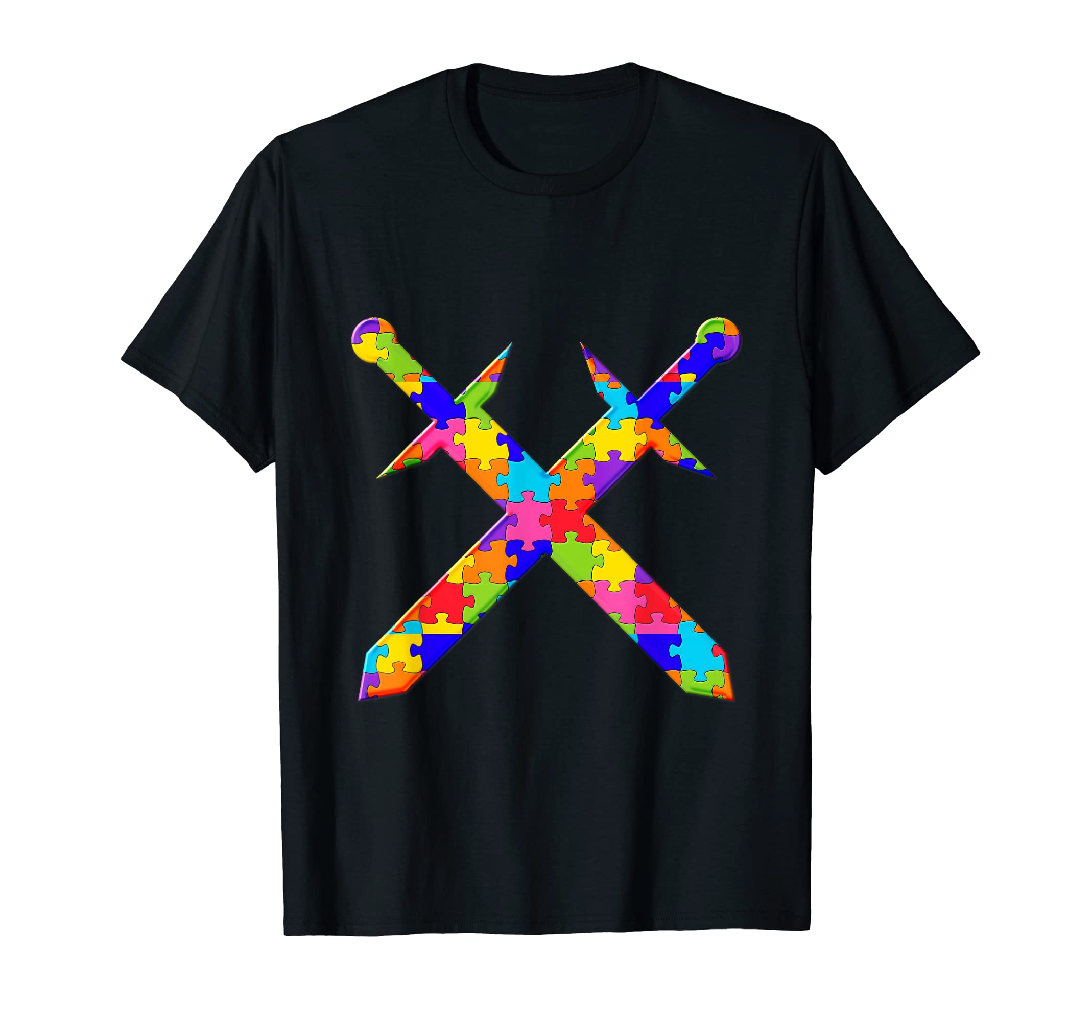 crossed swords Pirate Jigsaw Autism Puzzle T-Shirt