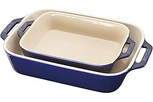 Staub 40508-628 Ceramics Rectangular Baking Dish Set, 2-Piece, Dark Blue