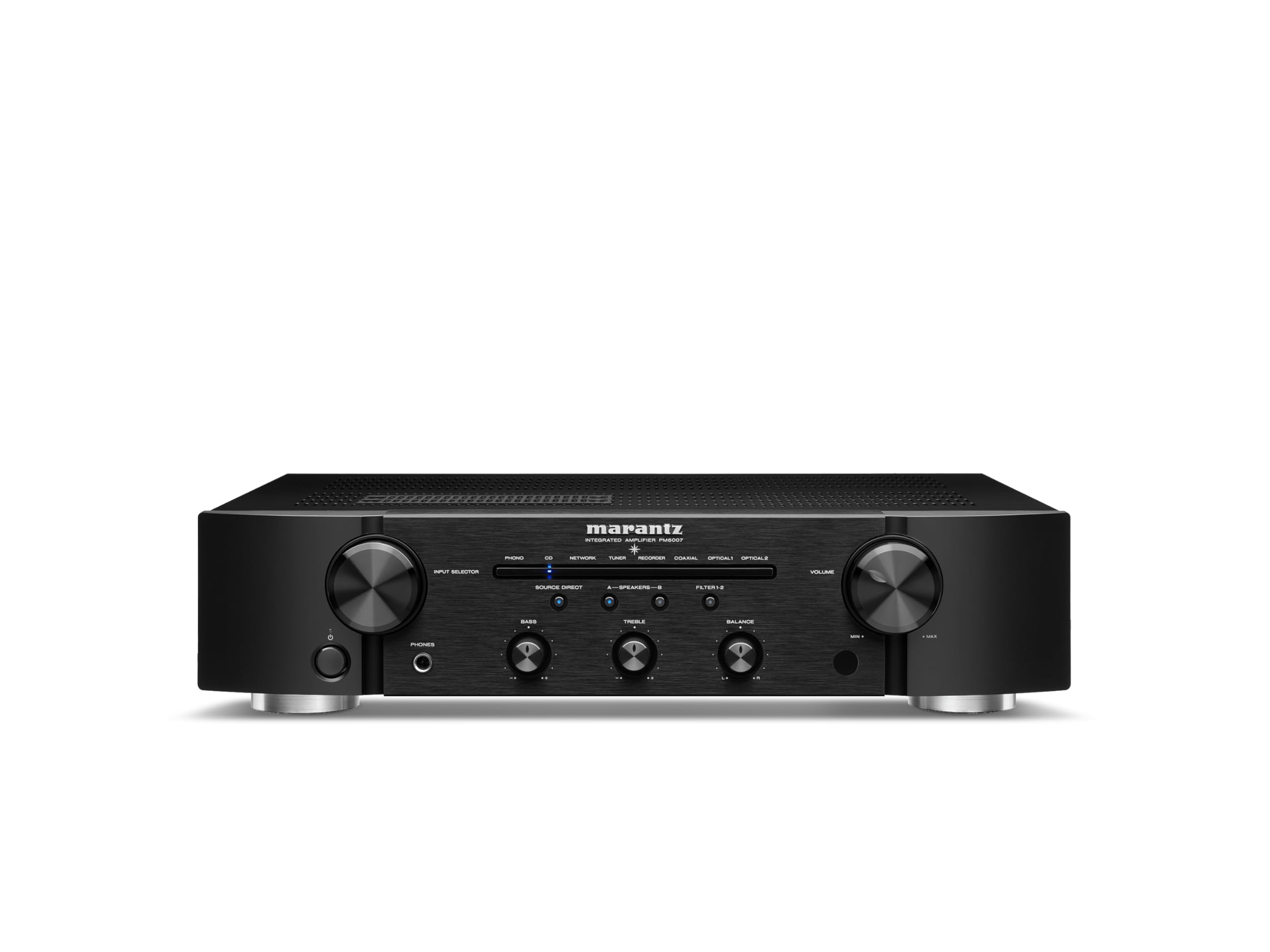 Marantz PM6007 Amplificador estéreo integrado de 2 canales, 45 vatios (negro)
