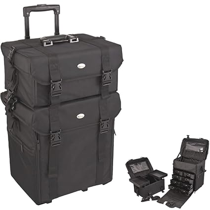 Amazon Com 2 In 1 All Black Soft Sided Professional Rolling